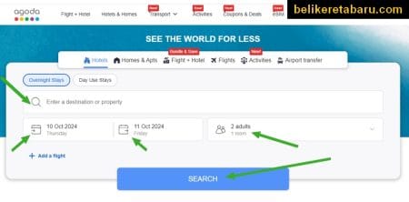 Cara tempah booking bilik hotel dan transport kenderaan mudah di Agoda