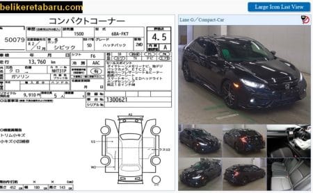 Paparan auction report untuk kereta terpakai (recond) dari Jepun