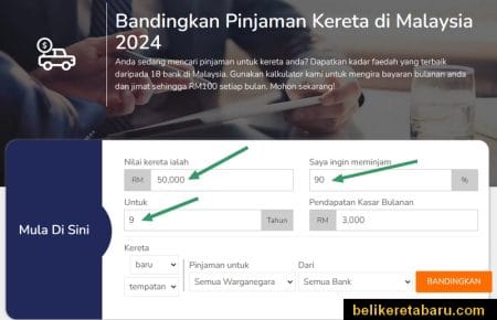 Website banding pinjaman kereta di Malaysia