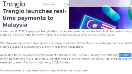 CIMB berkerjasama dengan Tranglo untuk real time payment DuitNow