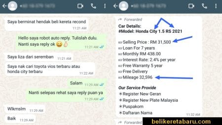 Iklan scam kereta recond murah