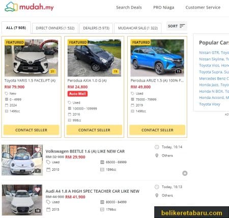 Jual kereta sendiri melalui di mudah.my