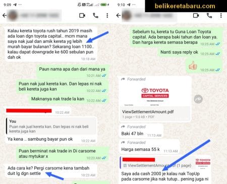 Jual kereta yang masih ada baki pinjaman loan dari Toyota Capital