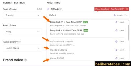 SEOWriting.AI dikuasi dengan ChatGPT, Claude, Llama dan juga DeepSeek