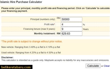 Cara Kira Loan Kereta Maybank Patuh Syariah
