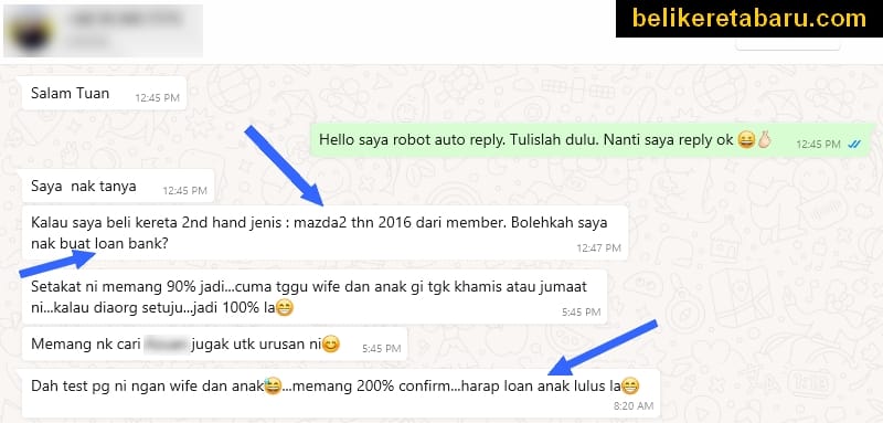 Beli kereta Mazda 2 terus dari owner dan submit loan bank melalui kedai used car