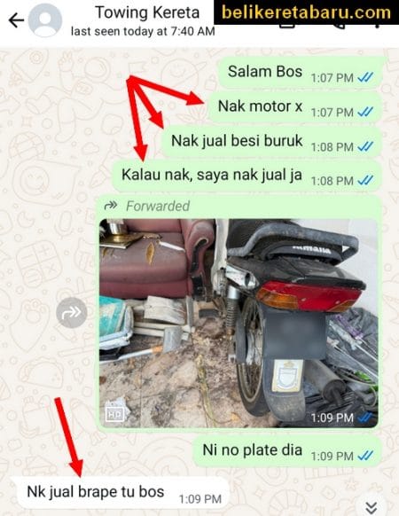 Iklan jual motorsikal lama tersadai sebagai besi buruk