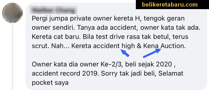 Kereta Honda Civic terpakai bekas accident dan kereta lelong