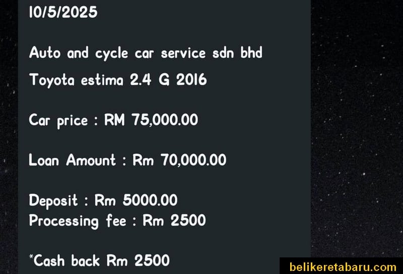 Iklan penjualan kereta terpakai Toyota Estima