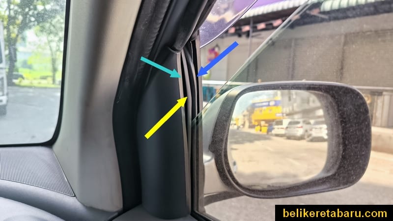 Getah cermin tingkap naik turun tercabut tertanggal