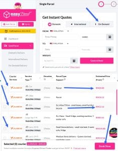 Sangat mudah booking servis Lalamove on-demand melalui Easyparcel