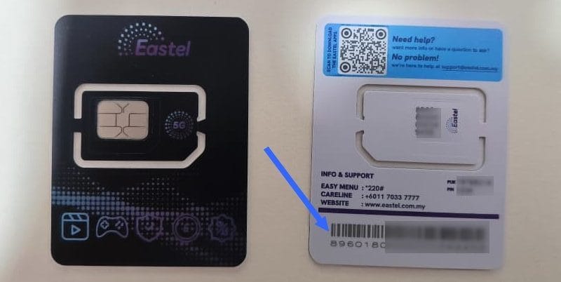 Scan barcode simkad Eastel anda di sini